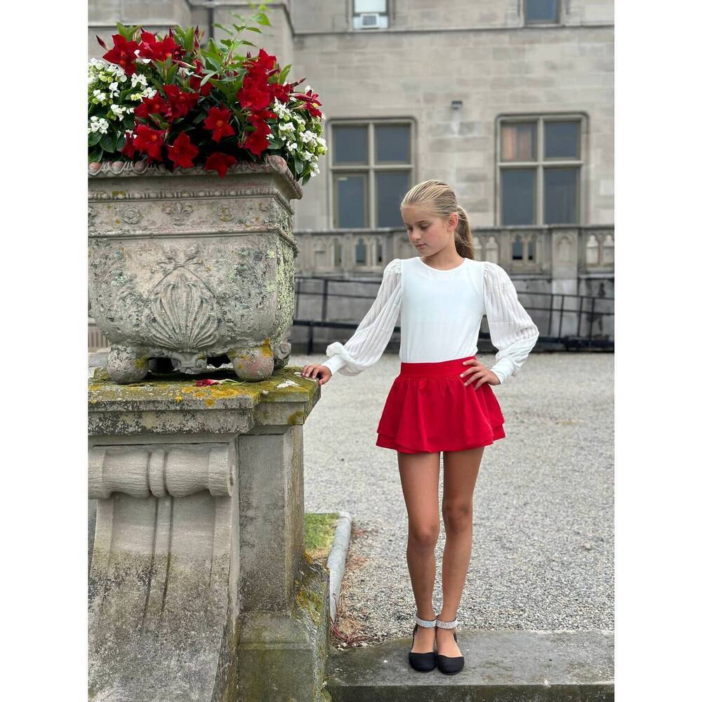 NEW LITTLE OLIN girl's gathered mini skort in red